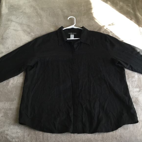 Sag Harbor Casual Buton Down Black Shirt Sz XL Linen Blend - Picture 3 of 8